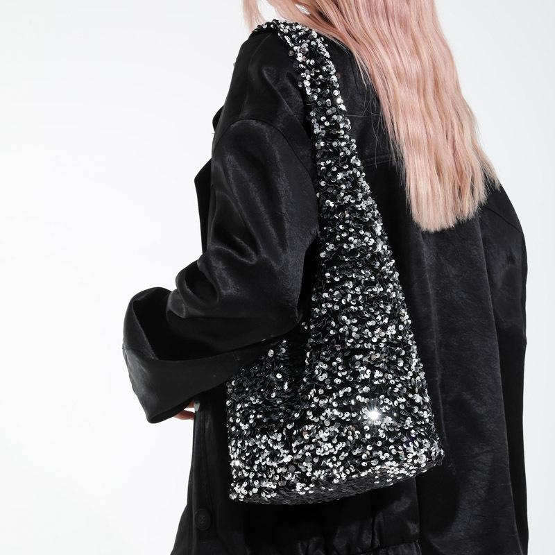 Personalized Sequin Underarm Bag for Women 2025 New Fashion Handbag Large Capacity Versatile Shoulder Bucket Bag