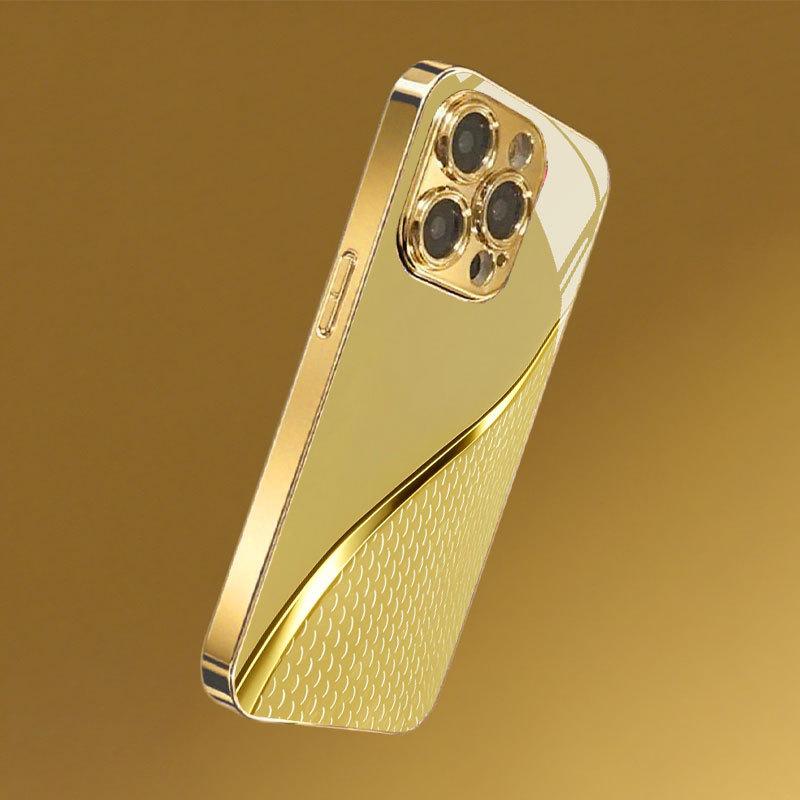 Plated-gold glass phone case with patterns, suitable for iPhone 17/16/15/14/13/12/11, etc. The top choice for giving gifts.