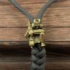 Brass Samurai Helmet Pendant Paracord Bead DIY Accessories Keychain Knife Lanyard Charm for Outdoor Survival Crafting