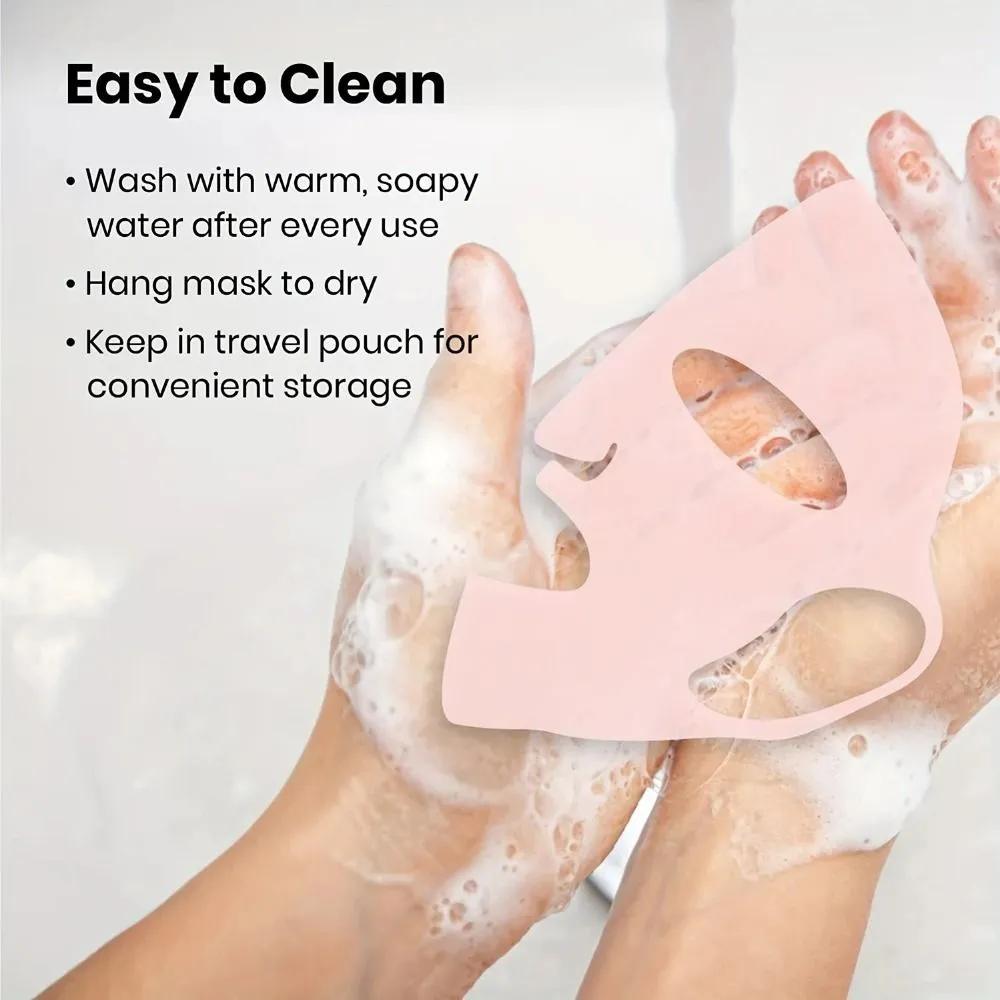 Nuova mascherina in silicone per prevenire l'evaporazione dell'essenza della mascherina, accelerare l'assorbimento, mascherina idratante riutilizzabile rosa/bianco