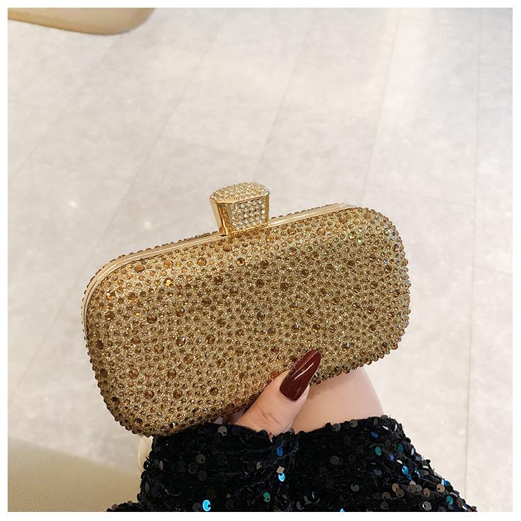 Fashion Ladies Shiny Luxury Rhinestone Decorative Clutch Bag Evening Bag Elegant Temperament Dinner Bag