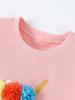 Girls' 3D Flower Print Short-Sleeve T-shirt - European & American Style, Round Neck, Summer 2026 Collection