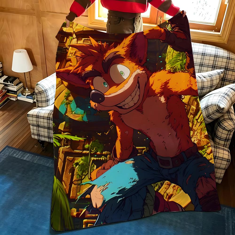 Game C-Crash B-Bandicoot Throw Flannel Cozy Print Blanket, Portable, Durable Machine Washable cute Cool