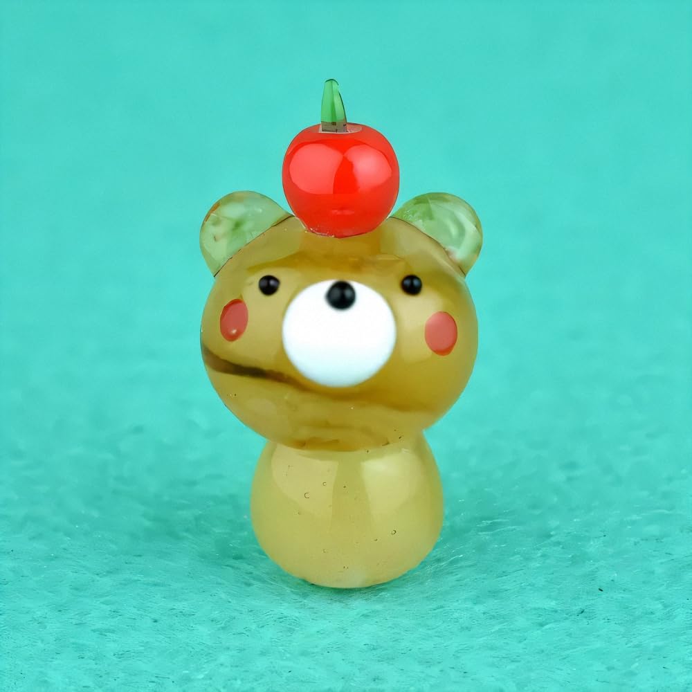 Four Cart Cute Handmade Glass Apple Bear