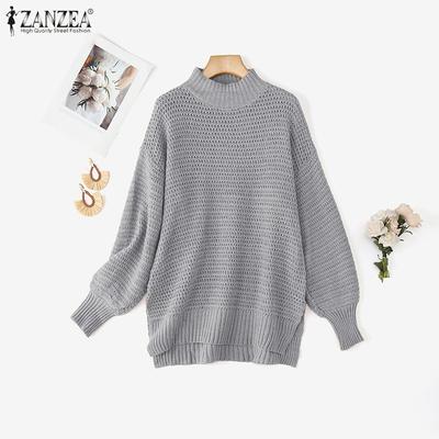 4 Colors Women Mockneck Long Sleeve Casual Winter Knitted Long Sweater Jumpers