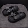 Rhinestones wear slippers for women, 2025 new bow casual fashion, versatile platform beach women's shoes