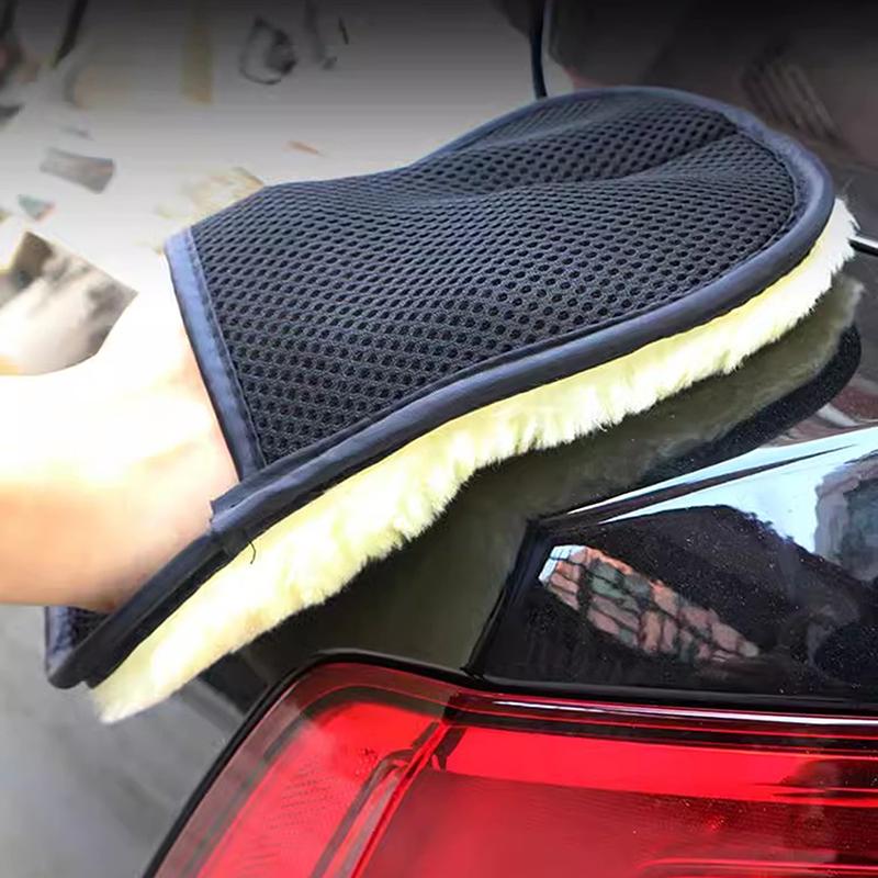 Auto Weicher Polierhandschuh Künstliche Wolle Autowaschhandschuhe Wasseraufnahme Mikrofaser Autowaschhandschuh Für Glas Kunststoff Leder