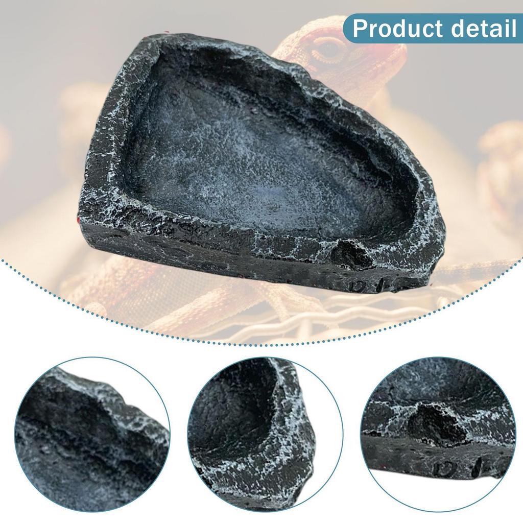 2Pcs Reptile Water Dishes Food Bowls Resin Terrarium Decor Worm Feeder for Frog Bearded Dragon Amphibian Hermit Crab Chameleon