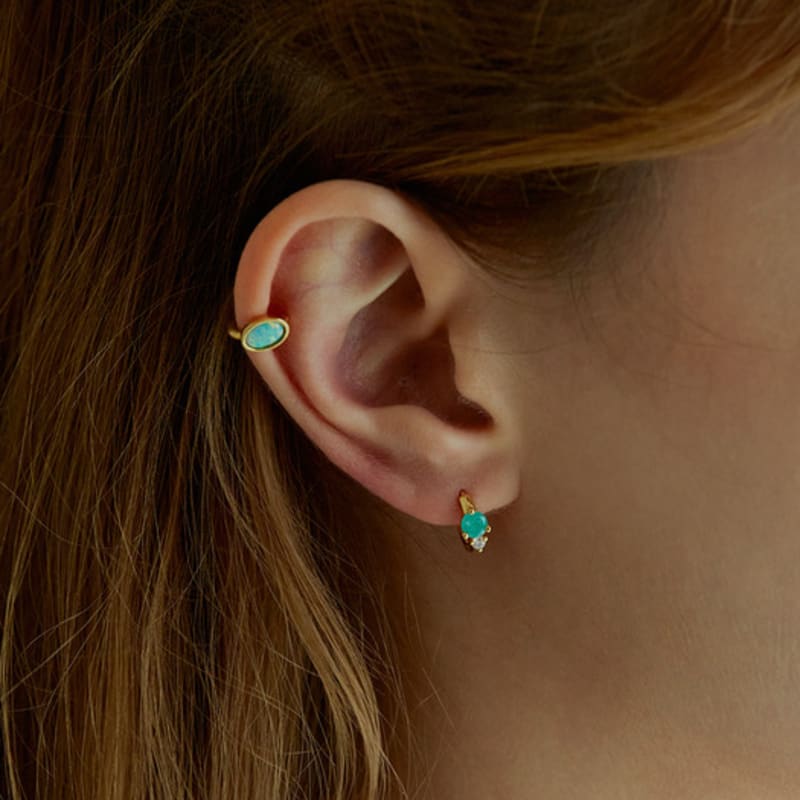 Shertz [Rosa/Weiß/Minze] Edelstein Onetouch Ohrring (14k)