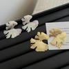 Metal Big Plant Earrings Silver/Gold Leaves Ear Studs  Jewelry Gift Pendiente