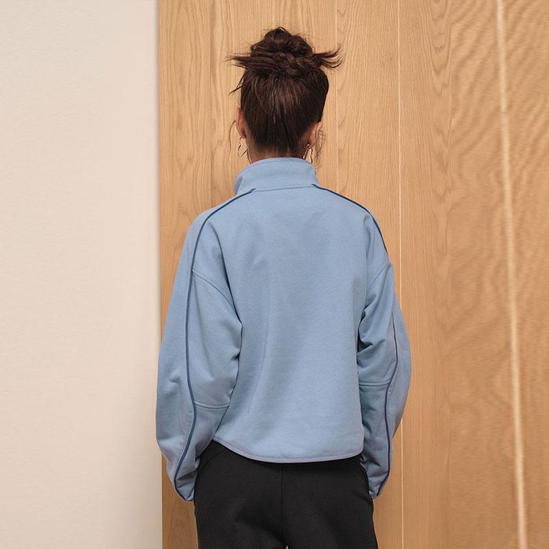 Reebok Solid Color Stand Collar Casual Knit Half Zip Sweatshirt American Style Women sweatshirts Light-Blue 23FRC308WGB4