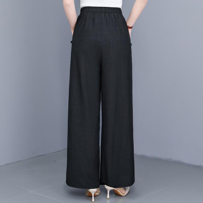 Casual Black Wide Leg Pants for Women Summer Clothes Plus Size High Waist Woman Trousers