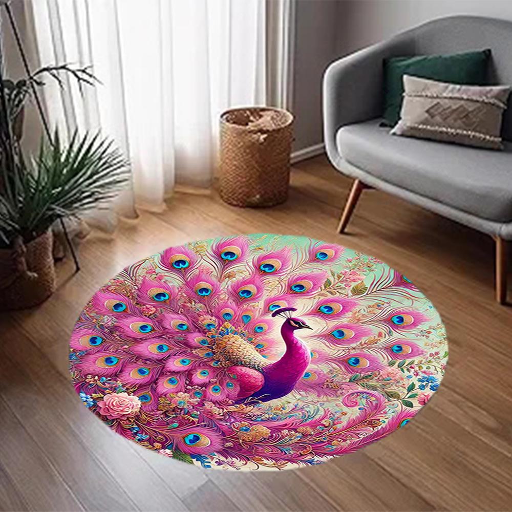 1pc Home Carpet Peacock Design Non-slip Rug for Office Decor and Living Room Gift Ideas