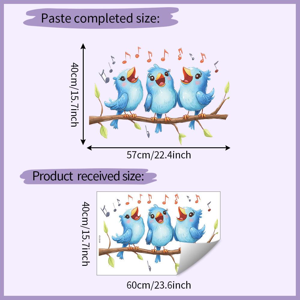 

Singing Birds on Branch Wall Stickers, Self-Adhesive Decor for Bedroom Living Room Entryway Dorm Room Decoration 40x60CM різнокольоровий