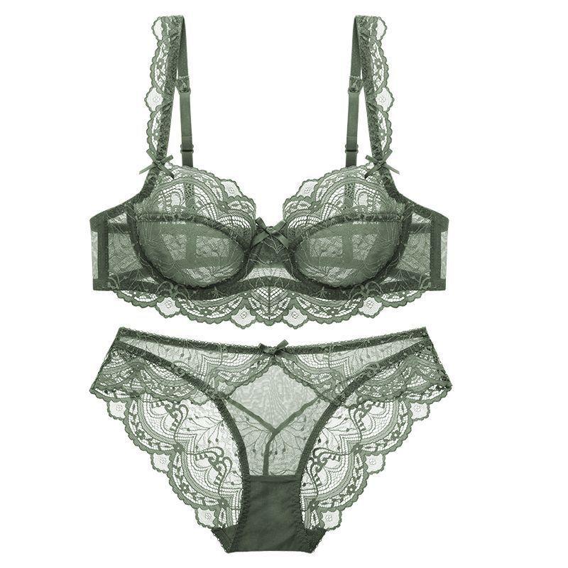 Neues beliebtes sexy durchsichtiges Spitzen-Unterwäsche-Anzug für Frauen mit kleinem Busen, ultradünne Schale, weicher Bügel, keine Polsterung, atmungsaktive BH-Abdeckung