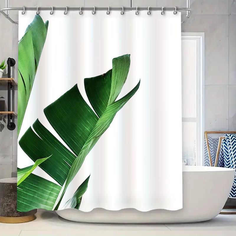 Tropical Banana Leaf Pattern Waterproof and Anti-Mold Shower Curtain Bathroom Window Curtain Creative Home Decoration