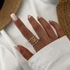 Multi-Style Sun Stainless Steel Open Ring Set for Women Vintage Hammered Twisted Rings Party Stackable Jewelry Gift