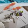 Silver Earrings with Natural Amethyst, Chrysolite (2183365)