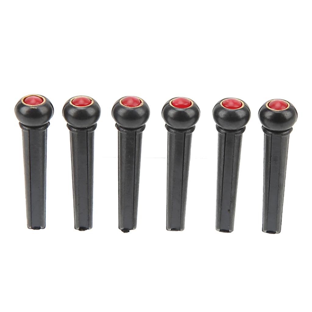6Pcs Black Guitar Bridge Pin Kit Decorative Robust Clarity Increasing Guitar Bridge Pin Replacement