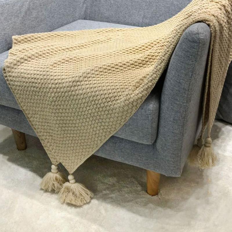 

Сплошное шерстяное вязаное клетчатое одеяло с кисточкой, супер мягкое богемное одеяло для кровати, дивана, покрывало, декор, одеяла 150x200cm хаки