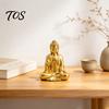 Mindfulness Gift for Friends 3D Printed Golden Buddha Statue, Sitting Shakyamuni Figurine, Sculpture Elegant Gold Statue with Serene Expression