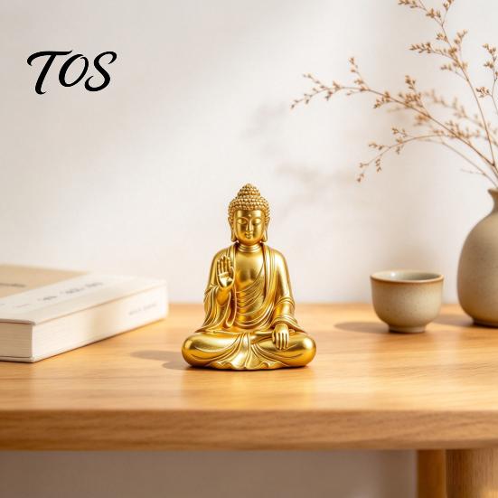 Mindfulness Gift for Friends 3D Printed Golden Buddha Statue, Sitting Shakyamuni Figurine, Sculpture Elegant Gold Statue with Serene Expression