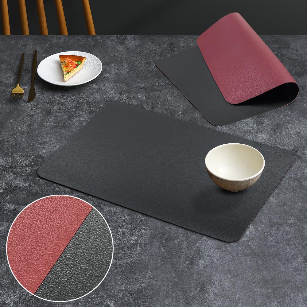 PVC Double-sided Leather Dining Table Mat, Desktop Decoration, Home Dining Plate Mat, Anti Slip Bowl Mat, Thermal Insulation Mat