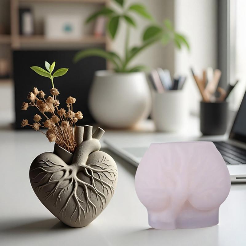 Heart Shape Silicone Craft Moulds Reusable Handmade Tool Silicone Texture for Making Resin Planter Holiday Decorations