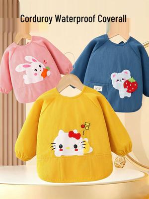 Wasserdichte Cord-Baby-Strampler: Fleckabweisende Unisex-Essschürze & Lätzchen für Herbst/Winter
