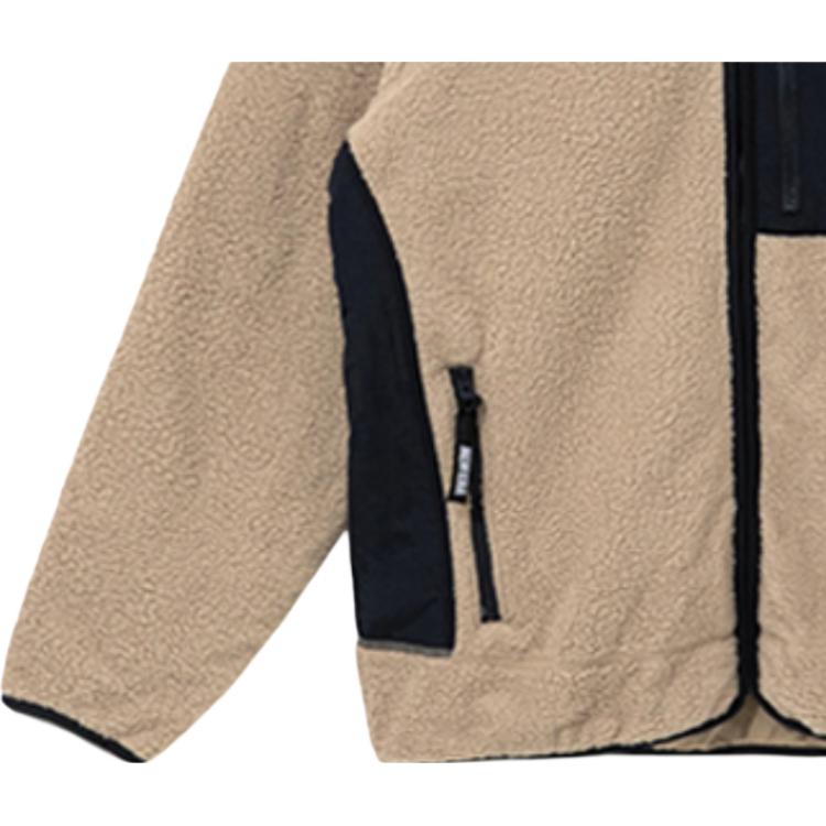 New Era Color Block Fleece Zip Jacket Unisex jackets Beige 12866476