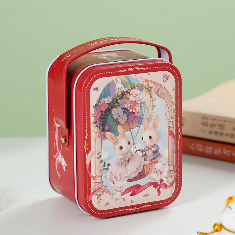 Tinplate Candy Box Kids Gifts Small Tin Box Cookie Box Portable Rabbit Gift Box For Birthday Wedding Party Decoration