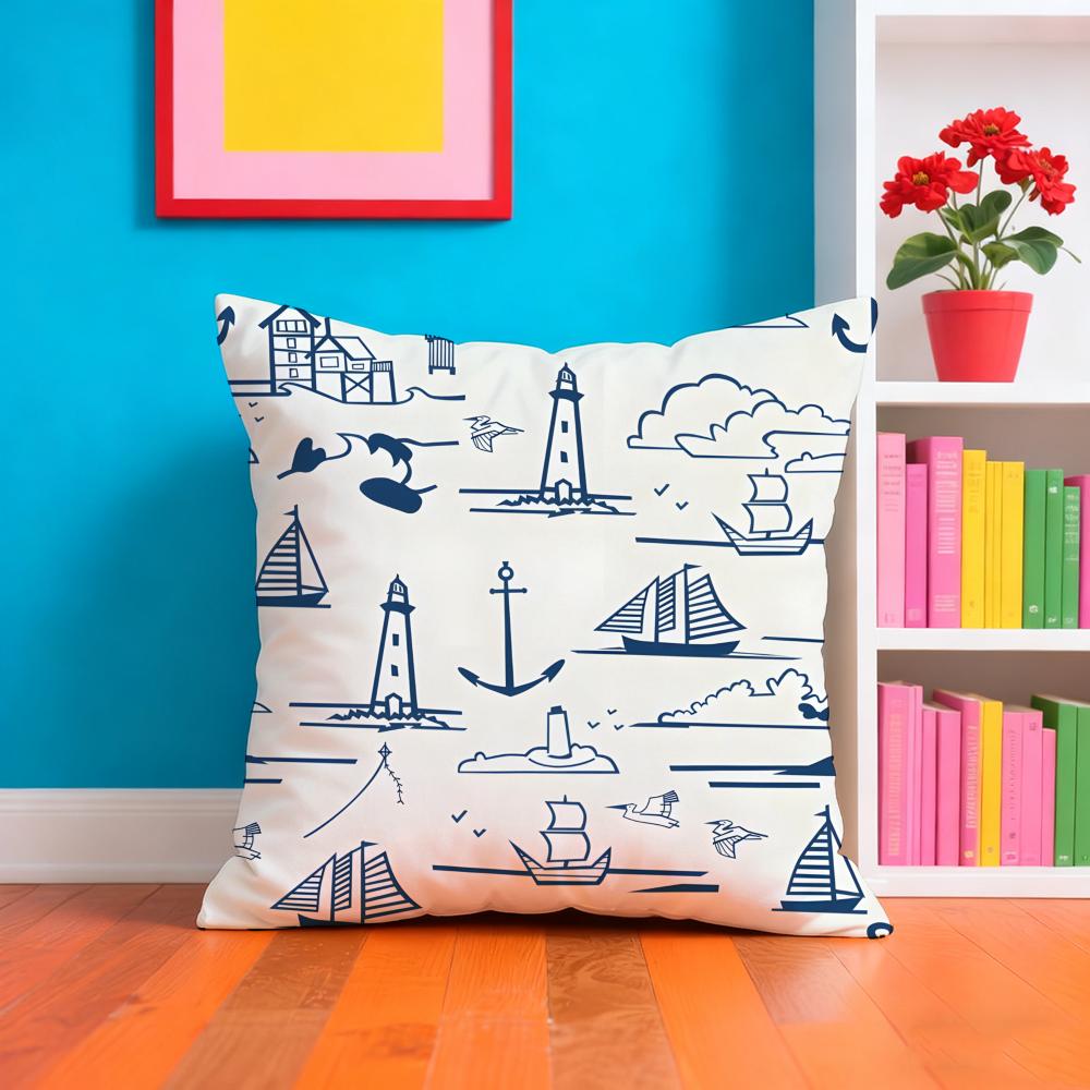 CCompass AAnchor Pillow Case Pillow Case Plush Fabric Soft Double Sided Print Home Sofa High Quality Cushion