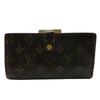 T61217 USA Monogram Leather Continental Clutch Purse Brown Leather Women Used