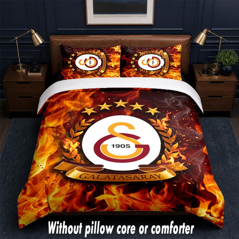 Set Biancheria da Letto Design Galatasaray FC 1 Copripiumino + 2 Federe Morbido Traspirante Biancheria da Letto per la Casa