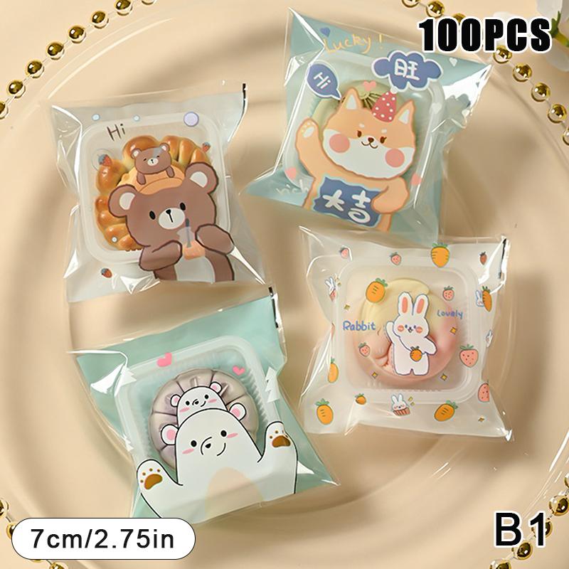 100 Teile/los Kunststoff Cartoon Cookie Und Süßigkeiten Taschen Selbst-Adhesive Geschenk Tasche Für Hochzeit Partei Liefert Keks Verpackung Tasche
