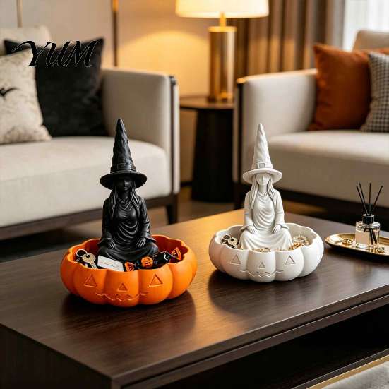 Mysterious Style Key Dish Halloween Witch Jewelry Dish, Gothic Trinket Desktop Unique Organizer for Trinkets Storage Tray Rings Keys Home Office Decor