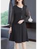 [Clearance] Elegant Spring Dress with Slim Waist, Beaded Polka Dot Long Sleeves - Plus Size