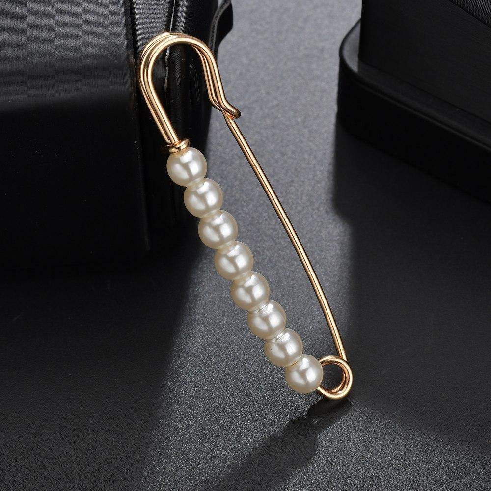 Simple Imitation Pearl Beaded Brooch for Women's Classic Casual Jewelry Clothing Accessories