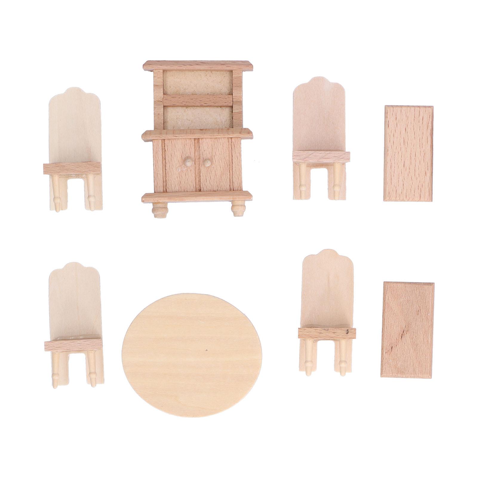 

Dollhouse Miniature Dining Table Chair Set 1:12 Scale Dollhouse Accessories for Living Room Dining Room BedroomDining