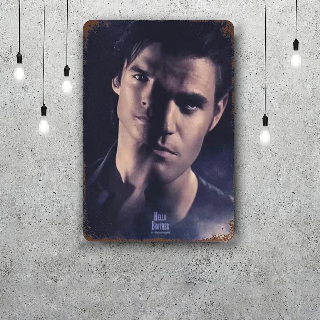 Damon Salvatore Decor Poster Vintage Tin Sign Metal Sign Decorative Plaque for Pub Bar Man Cave Club Wall Decoration