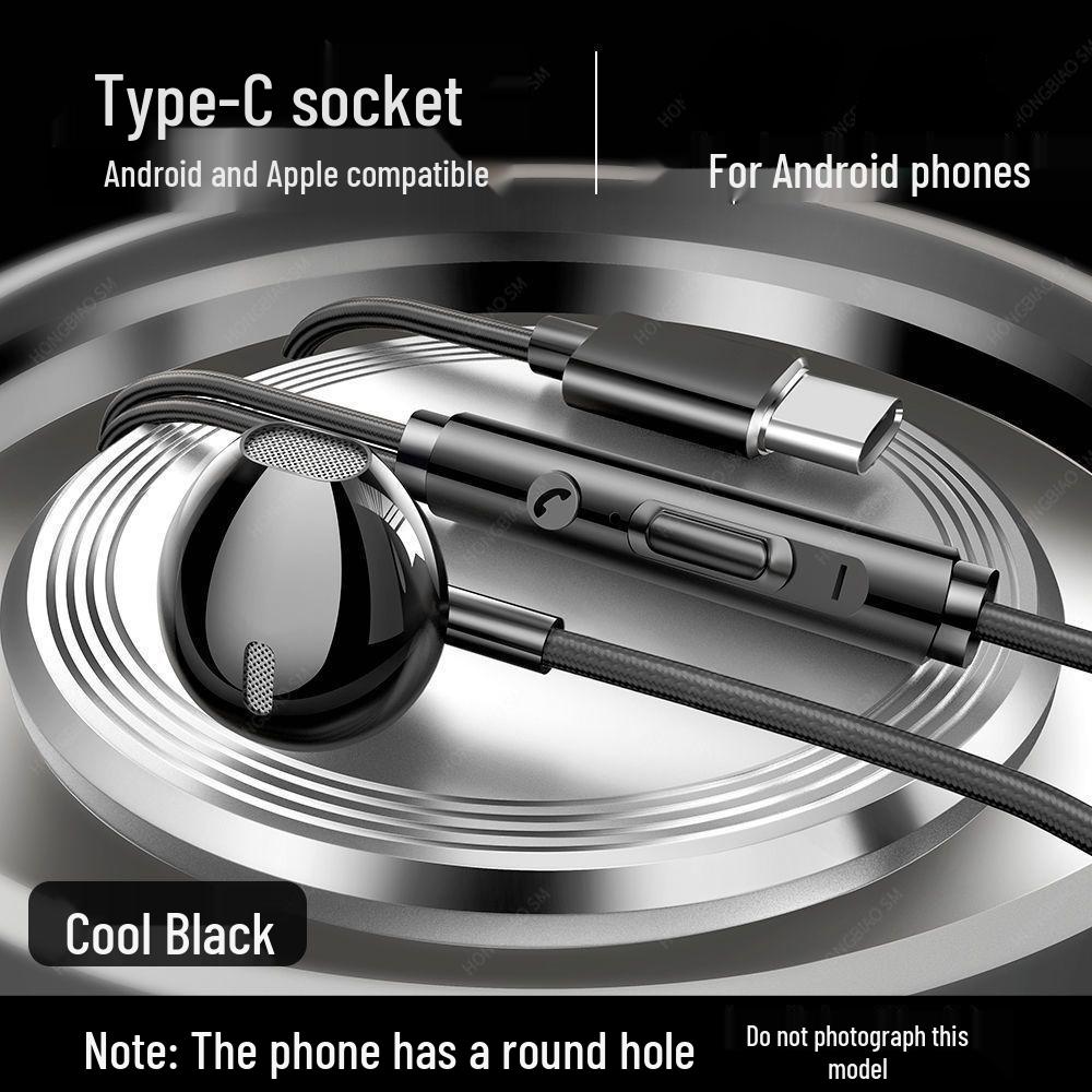 High-End Wired Professional Karaoke Headphones, Nylon Type-C, Universal for OPPO, Xiaomi, Vivo