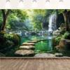 Familientreffen Waldwasserfall-Themenparty Banner Hintergrund Geburtstagsparty für Erwachsene Fotostudio Banner Kulisse Requisiten