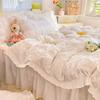 Kawaii Princess Seersucker Bedding Set Luxury Solid Color Duvet Cover Bed Sheet Pillowcase Single Double Size For Girl Decor