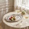 Nordic Light Luxury Oval 304 Stainless Steel Tray for Tea, Fruit, Cake, Cheese, & Dessert
