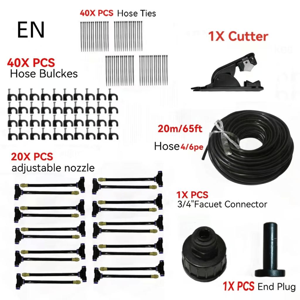 20m Micro Drip Irrigation Kit with Adjustable 7.87 Brass Mist Nozzle - Automatic Watering System for Efficient Gardening, Balcony & Greenhouse Use