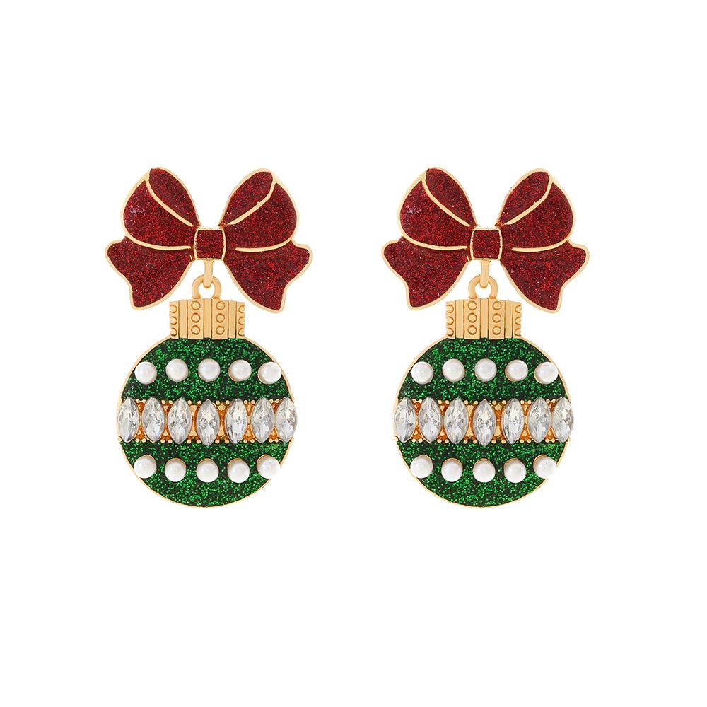 

Colorful oil drop bow ball pendant earrings розовый