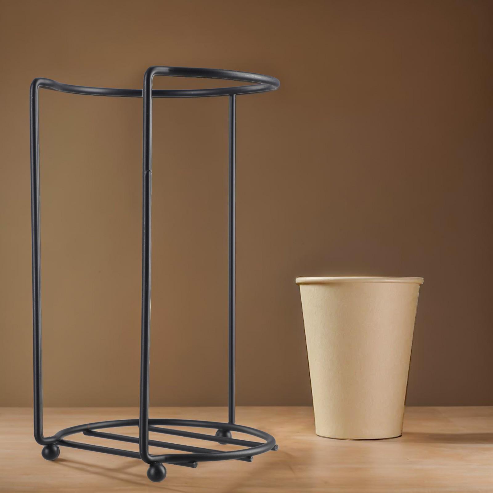Kitchen Metal Cup Rack No Drilling Installation for Disposable Cup Storage Black and single
