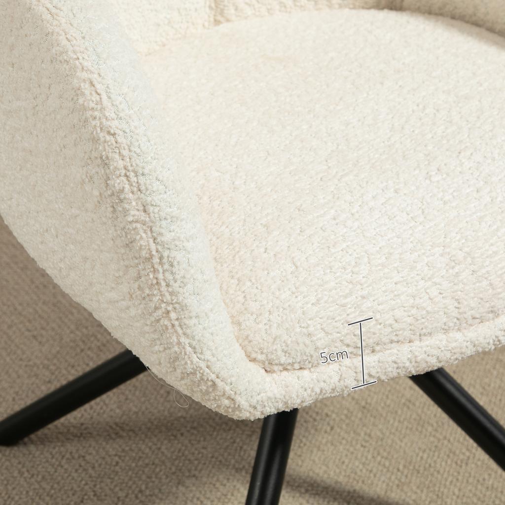 Armchair, Upholstered Chair with Comfortable Seat Shell, Swivel, Cozy Cover, up to 120 kg, Cream White