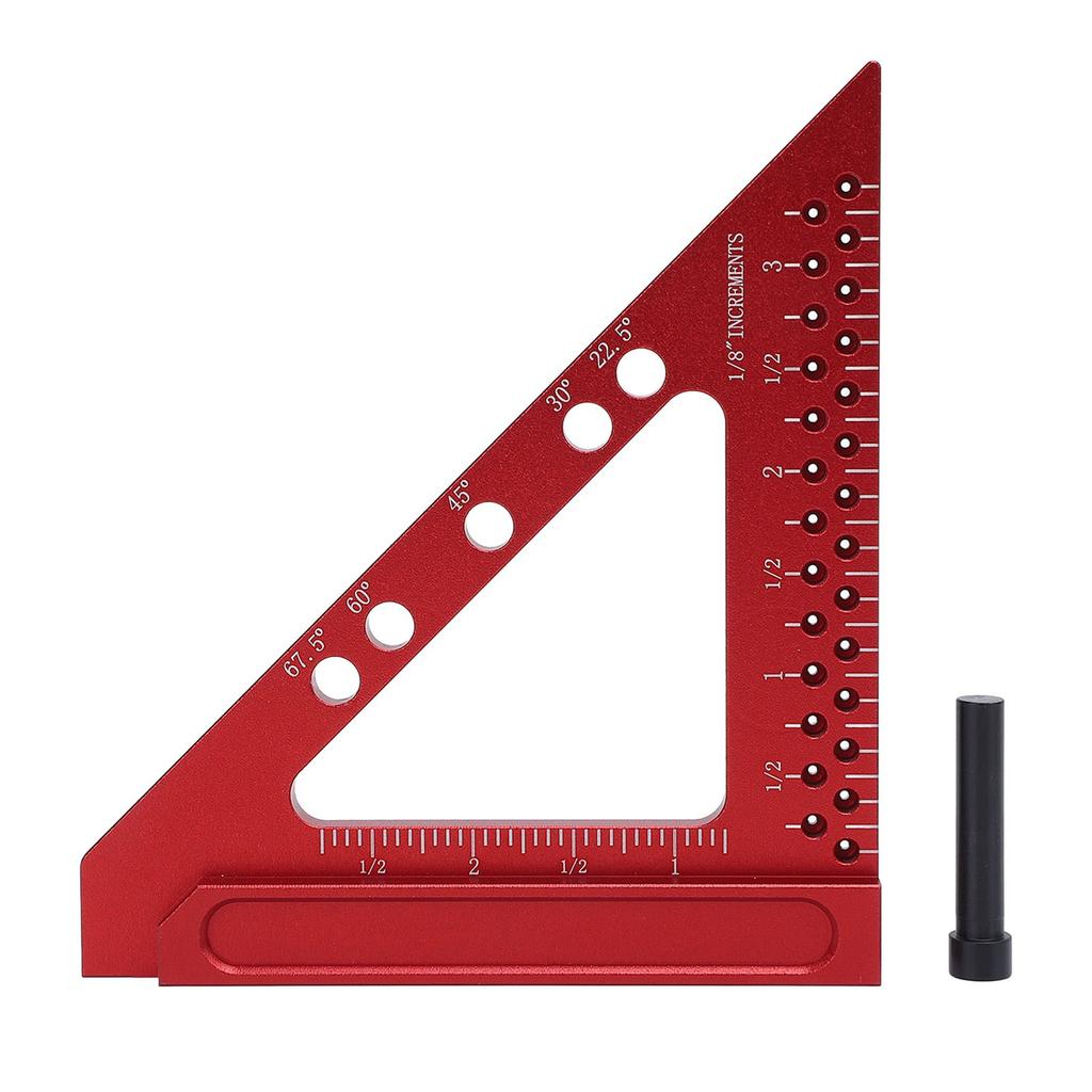Carpenter Square Aluminum Alloy Triangle Hole Scribing Ruler for Classroom Workshop Office