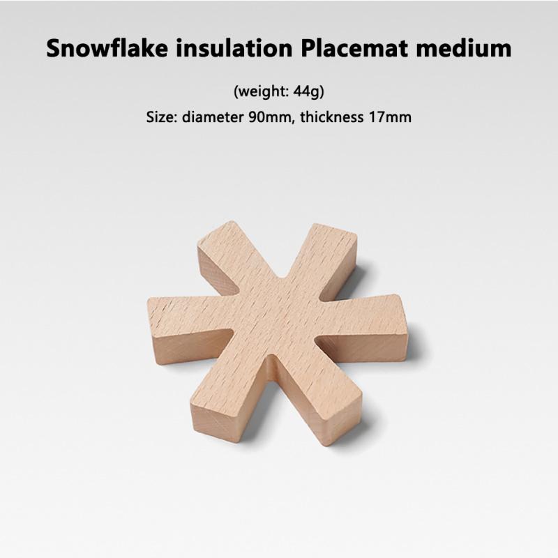 Tappetino isolante in legno a forma di fiocco di neve per cucina, sottobicchiere, tappetino per tavolo da pranzo, piatto, ciotola, pentola per campeggio all'aperto